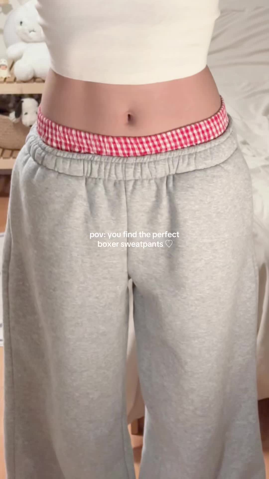 TikTok post by @secret_chaar for Edikted. Caption reads: sweats from @Edikted ★ the boxers are built in /....