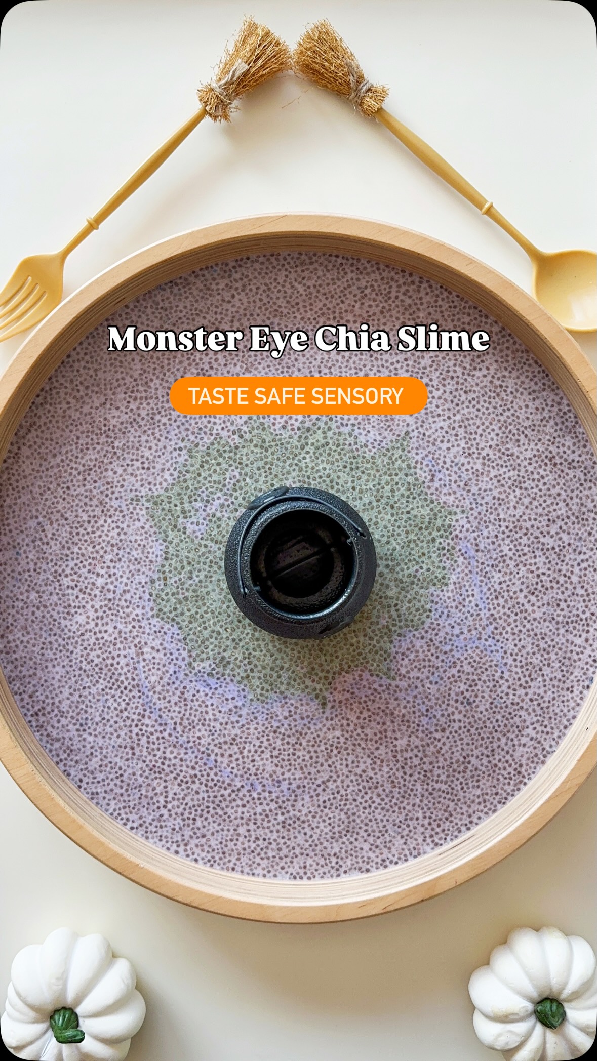 Instagram post by @playbakecreate for Learning Resources. Caption reads: Chia Slime EYEBALL 👁️| Taste Safe⁠
⁠
Looking to....