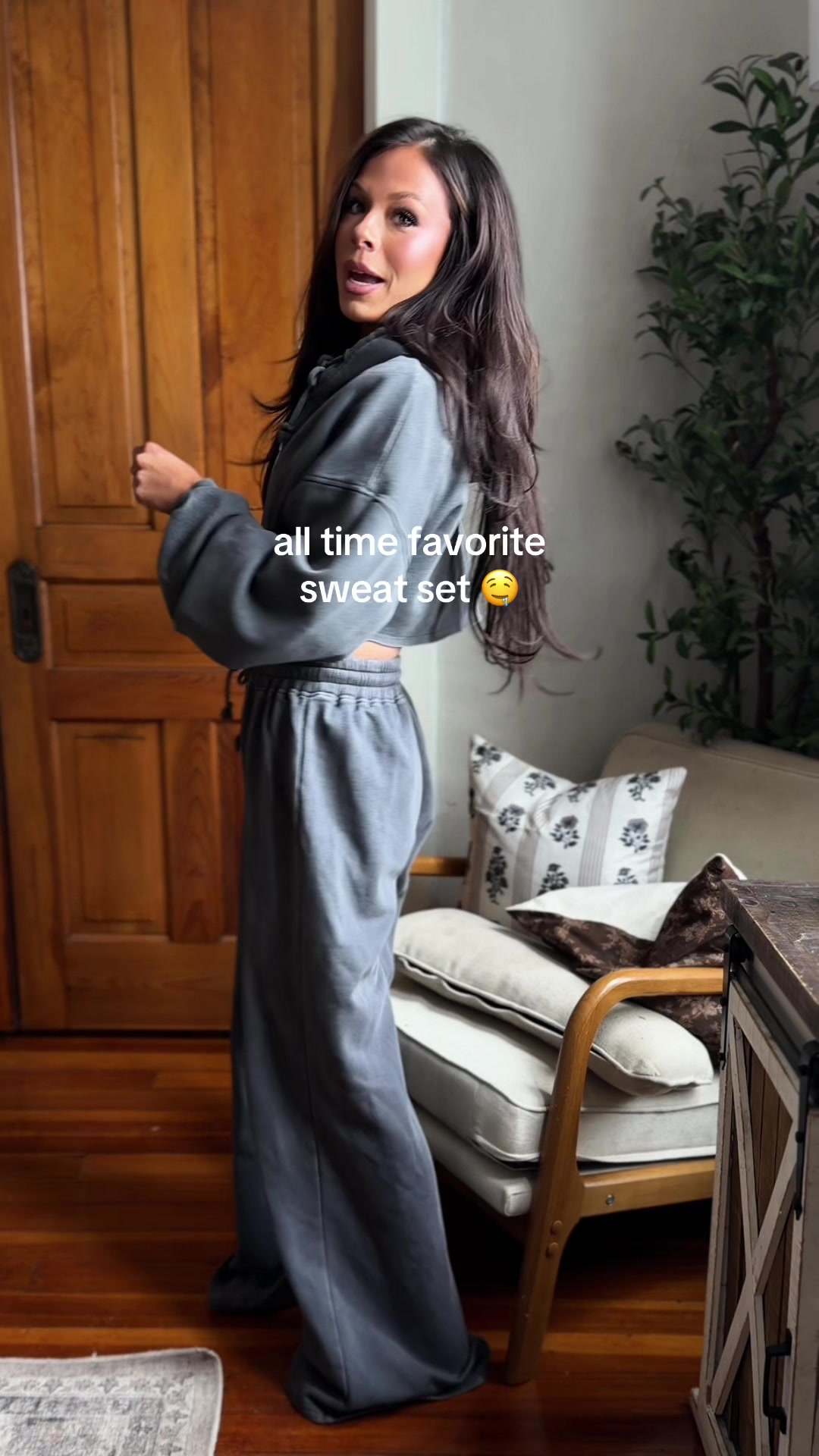 TikTok post by an influencer for Fashion Nova. Caption reads: In LOVE @Fashion Nova #fyp #sweatset [...].