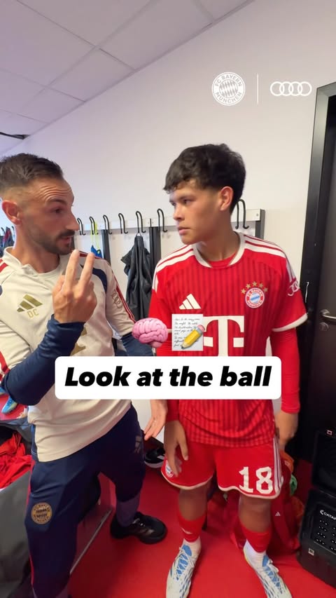 Instagram post by @d.contento26 for Audi. Caption reads: [...] @d.contento26 🧠 #FCBayernWorldSquad....