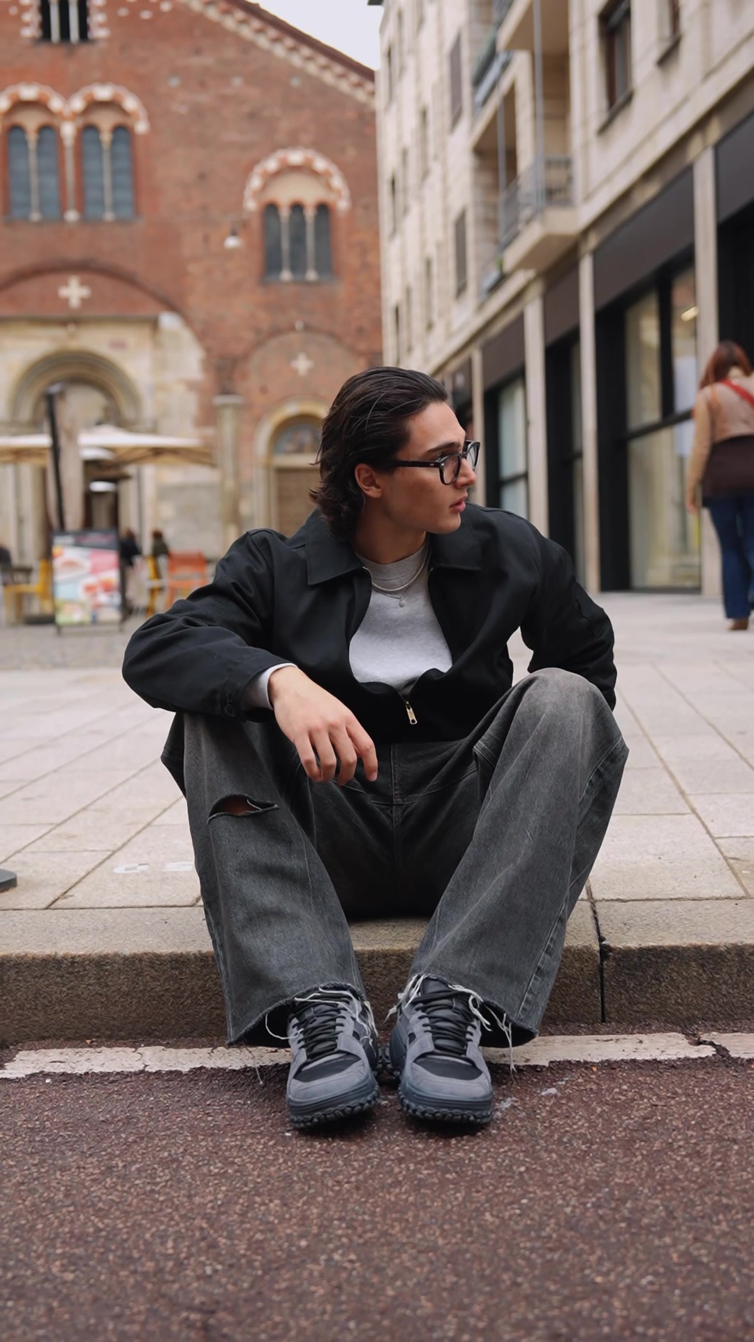 TikTok post by @mattia.basso__ for ellesse. Caption reads: Steppin around Milan in my new @ELLESSE LIMITED....