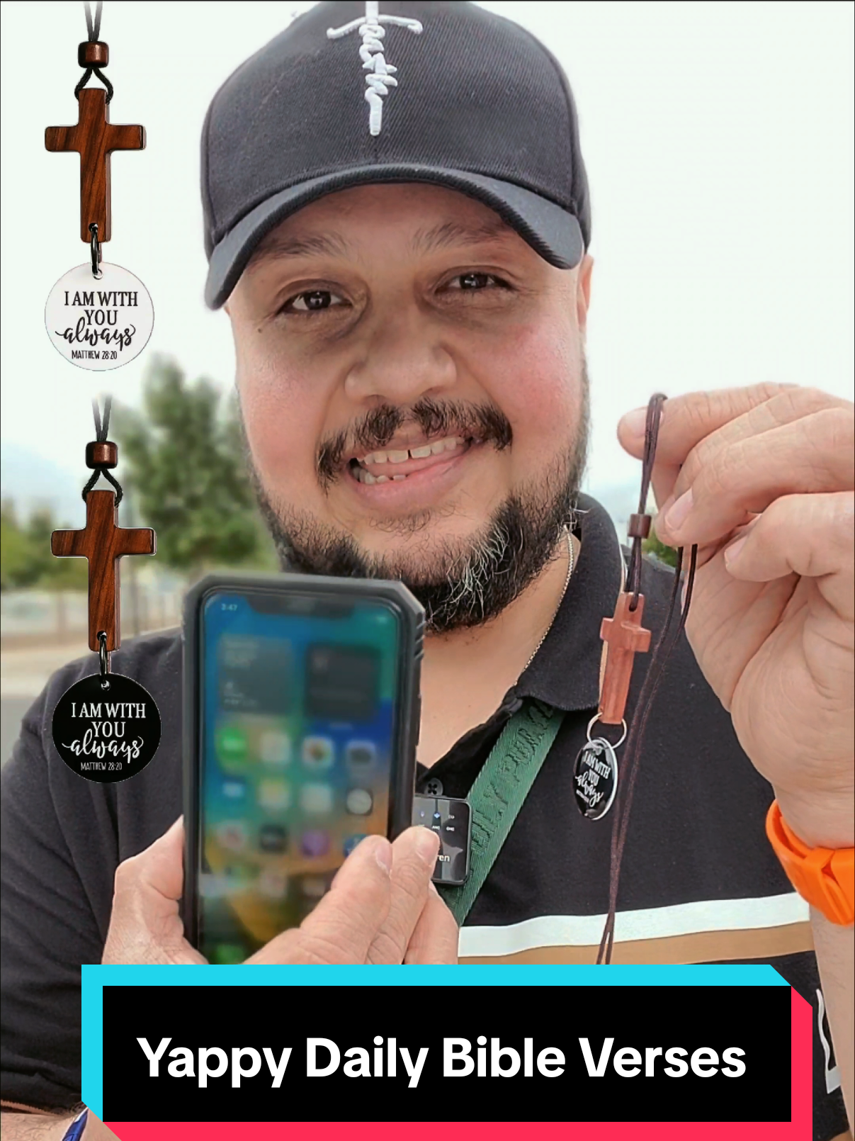 TikTok post by @salvi_driver1981.oficial for Yappy Bracelets. Caption reads: @Yappy Bracelets Yappy Daily Bible Verses Cross....