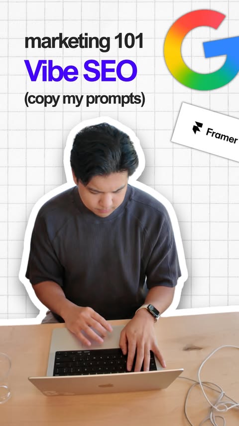 Instagram post by @chris.raroque for Framer. Caption reads: [...] an entire day. I paste the prompt into....