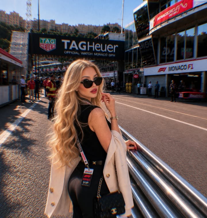 Instagram post by @saraadrianluxury for FORMULA 1. Caption reads: ✨I can’t hear you🤷🏼‍♀️it’s so loud....