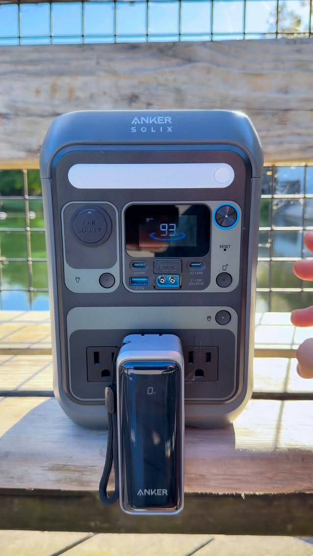 Instagram post by @anker_adventures for Anker SOLIX. Caption reads: Power ready for any water adventure. I charged up....