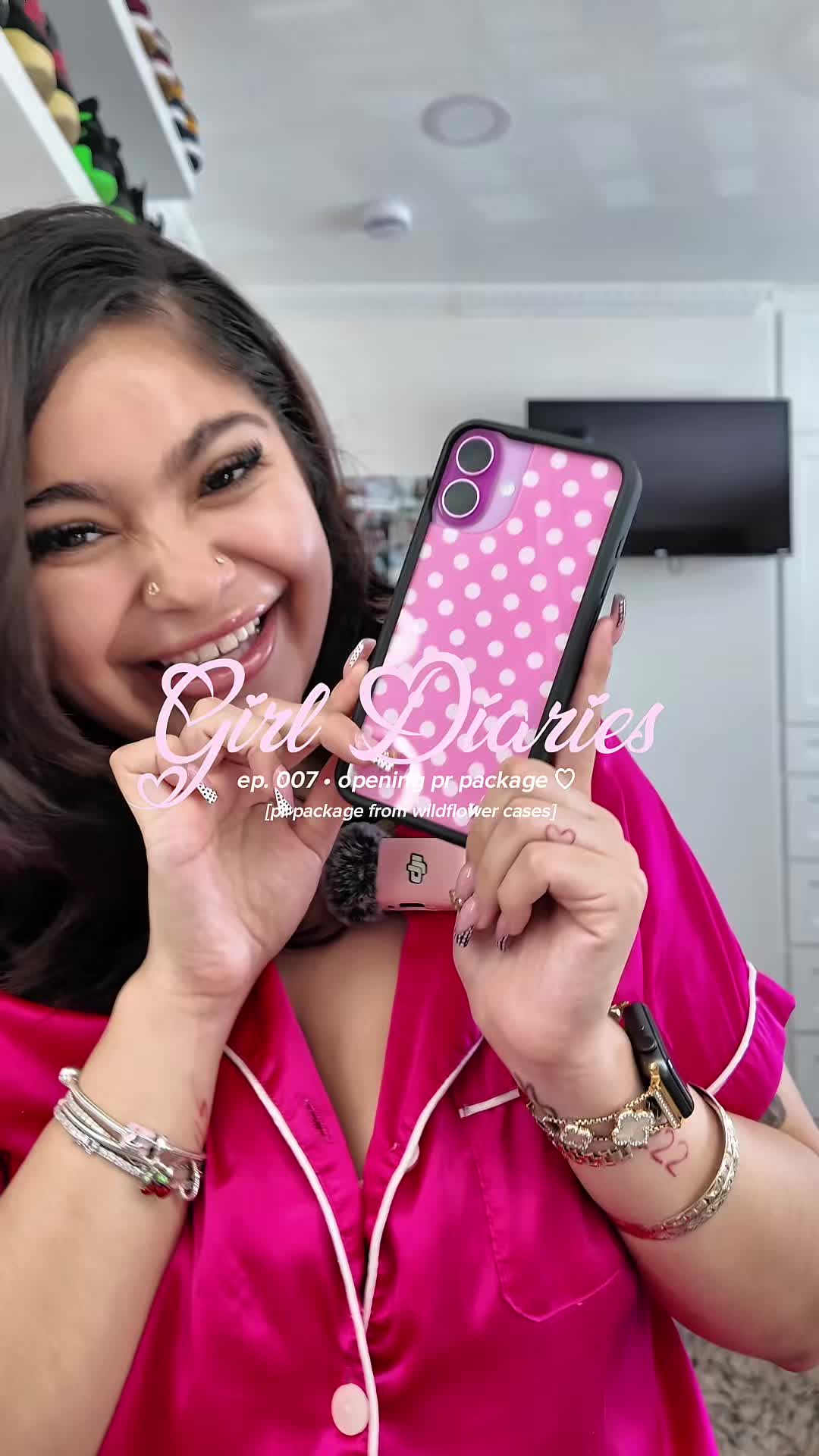 TikTok post by @rashellthadoll for Wildflower Cases. Caption reads: unboxing my new wildflower cases💌🌟🐆🍒 thank you....