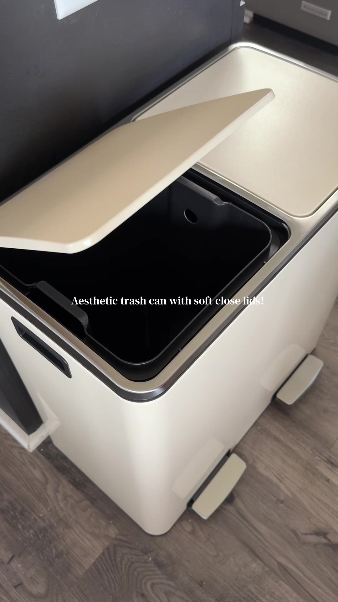 TikTok post by @eviedoll0417 for Songmics. Caption reads: [...] a trash can could be so pretty!?🥹🗑️✨....