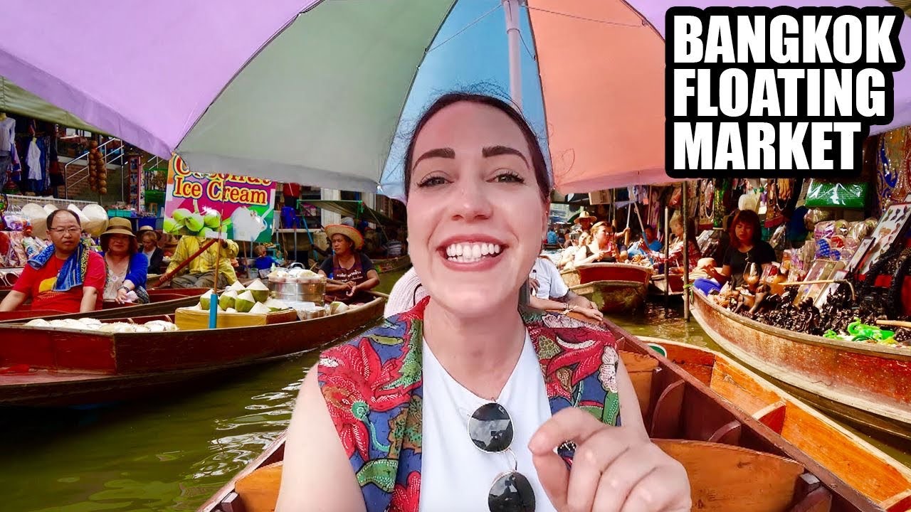 YouTube post by @searatravels for Shop Melissa. Caption reads: Crazy Experience at Thailand Floating Market:....