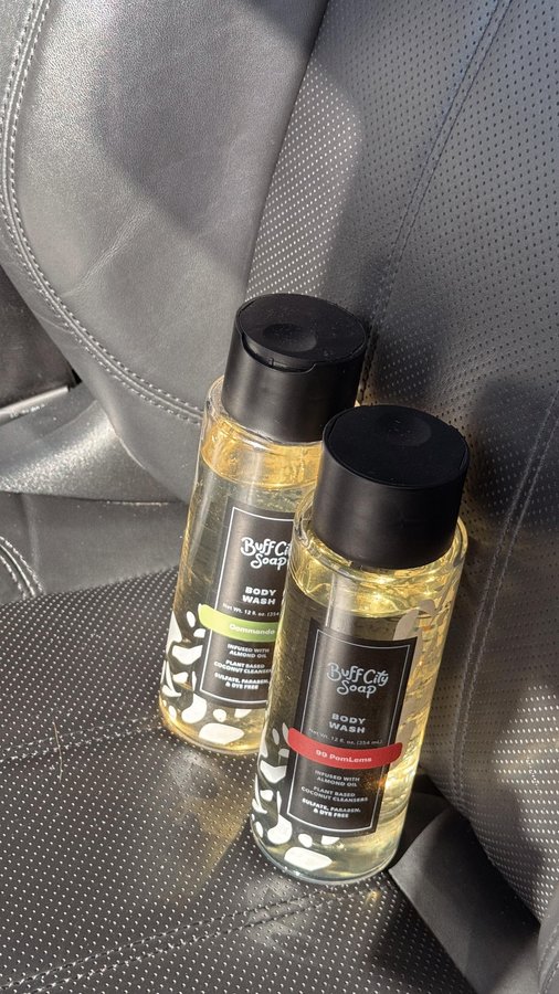 Instagram post by @ainsleyrhowell for Buff City Soap. Caption reads: #ad @buffcitysoap just released body wash!!! —no....