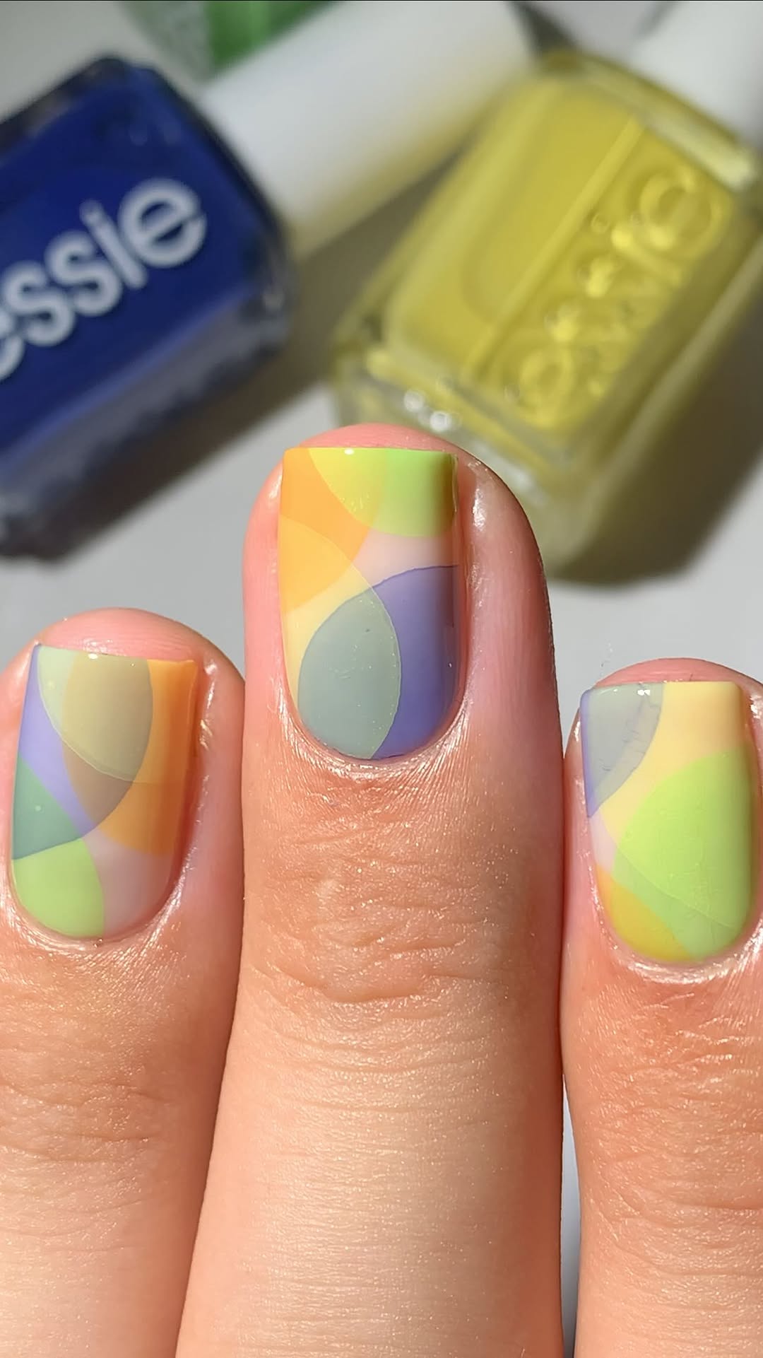 Instagram post by @abe.nailbabe for Essie. Caption reads: 💙What does this remind you of?🤔👨🏻‍🎨....