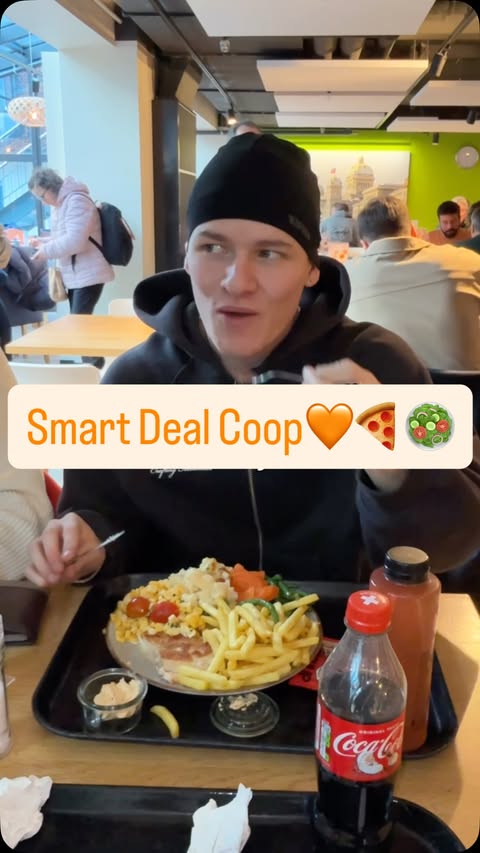 Instagram post by @dome.rhlm for COOP. Caption reads: [...] #swiss #schweiz #swissgerman #foodspot #coop....
