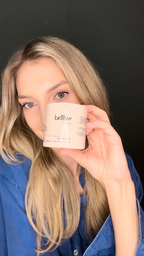 Instagram post by @simonaandrejic for Wellbel. Caption reads: Stronger, fuller hair powered by @Wellbel 🌿....