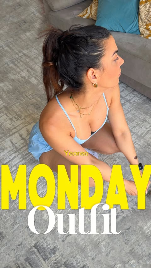 Instagram post by @emy_polrod for Yeoreo. Caption reads: Monday’s outfit by set - Yeoreo Hafsany Shorts....