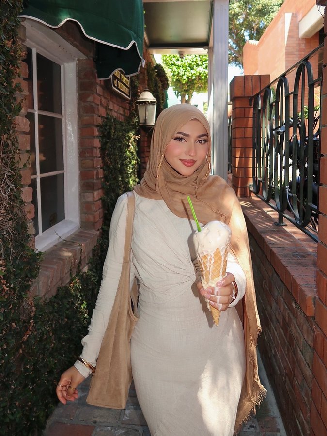 Instagram post by @nashitasultana for Veiled. Caption reads: last bits of summer 🍦🍨🤍

Hijab is....