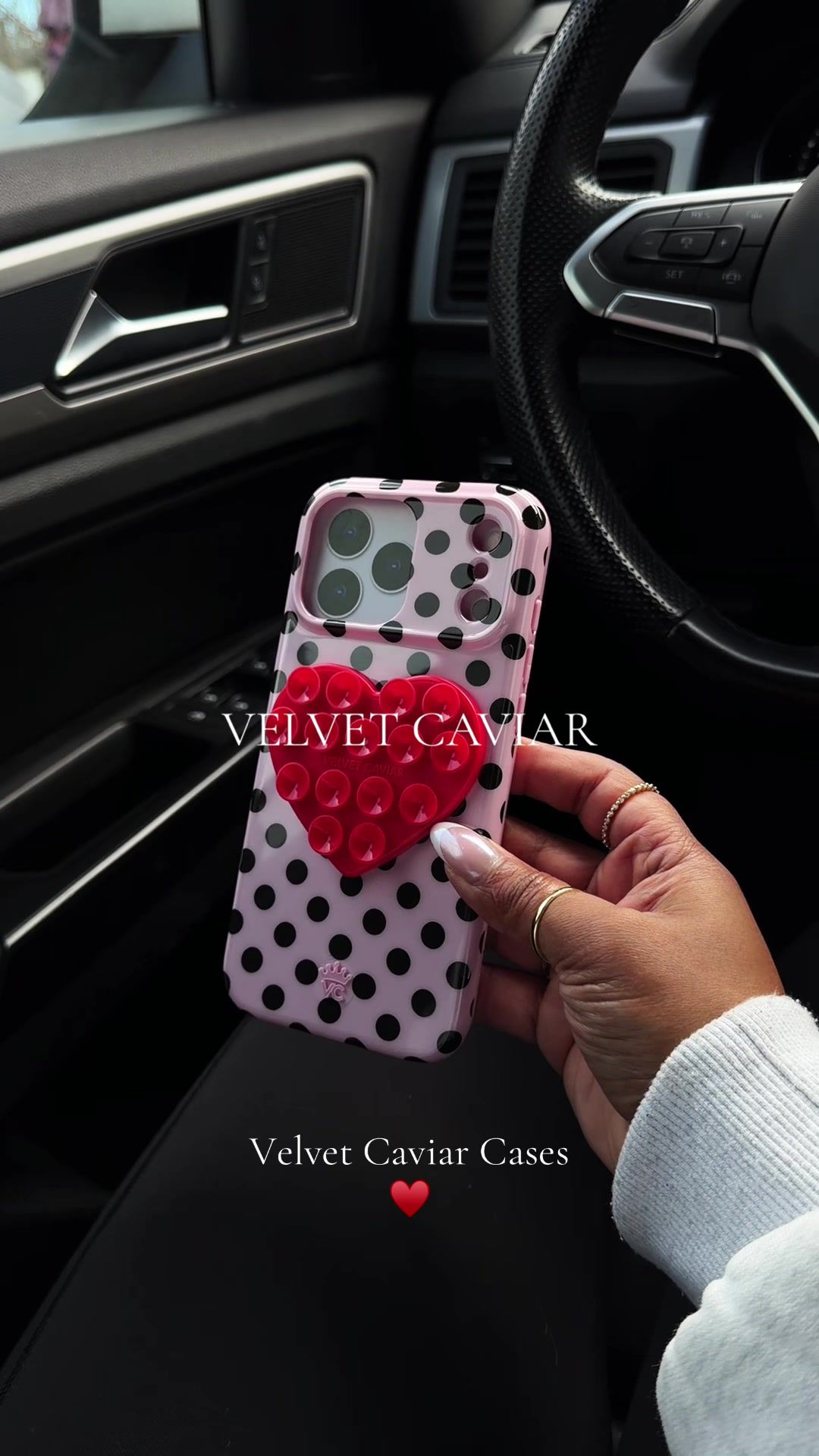 TikTok post by @marsha.shavani for VELVET CAVIAR. Caption reads: #velvetcaviar #phonecase [...].