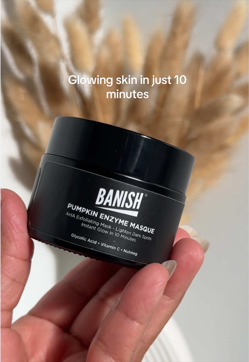TikTok post by @catherine_loves_beauty for Banish. Caption reads: [...] finally looks brighter and more even.....