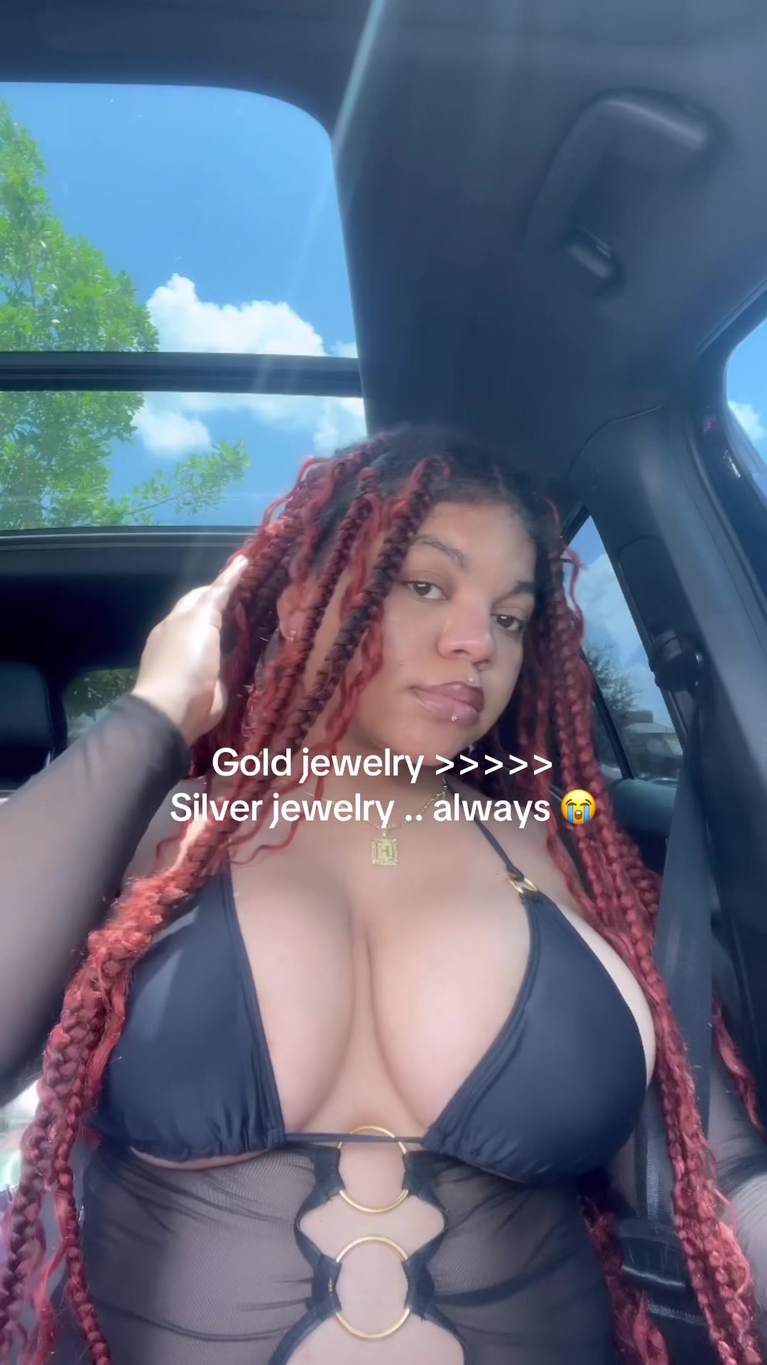 TikTok post by @awingriddenangel for KissYan Jewelry. Caption reads: This literally one of my fave necklaces. Stays on....