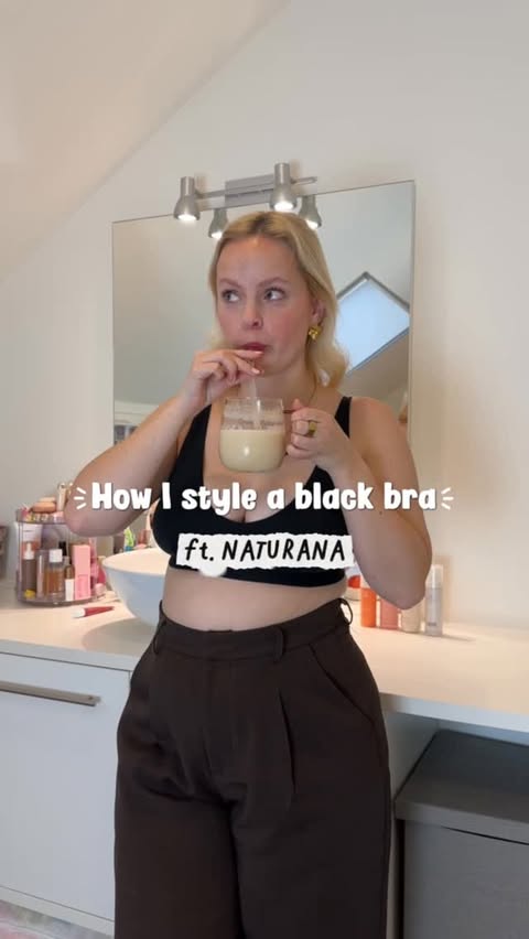 Instagram post by @julievermarien for NATURANA. Caption reads: [...] I style the black Saturday bra from....