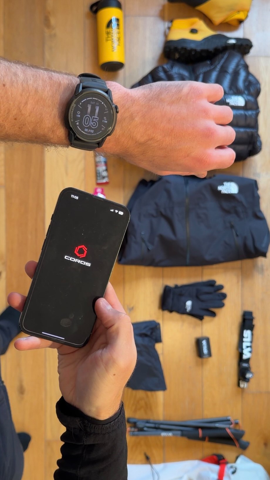 Instagram post by @joshbeaumontt for COROS. Caption reads: 🆘 ⚠️ Mountain safety with @coros_uk . Always use....