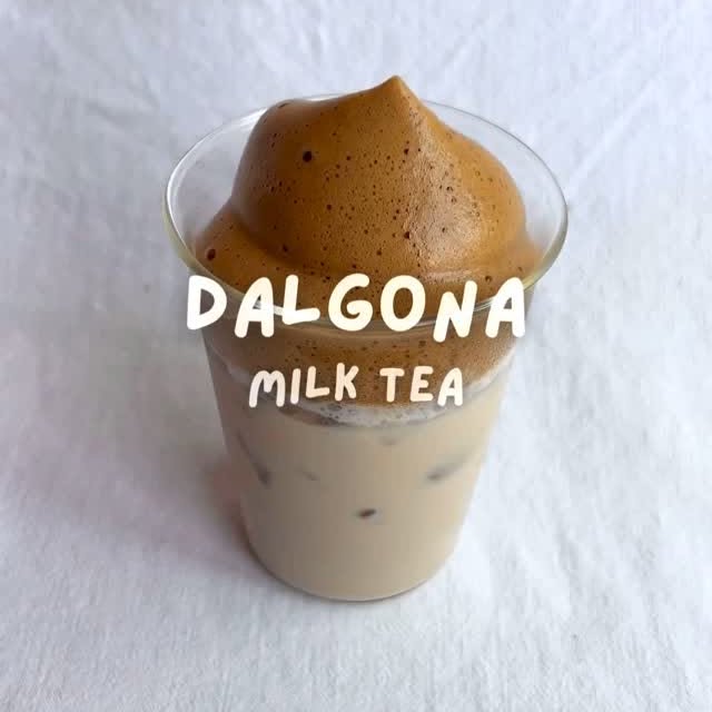 Instagram post by @ispillice for Maestri House. Caption reads: DALGONA milk tea 🤍 

comment “recipe” and get....