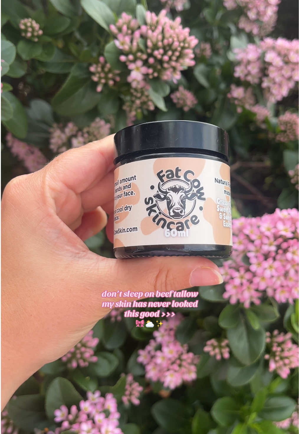 TikTok post by @ugcwithrio for Fat Cow Skincare. Caption reads: @Fat Cow Skincare the results speak for themselves....