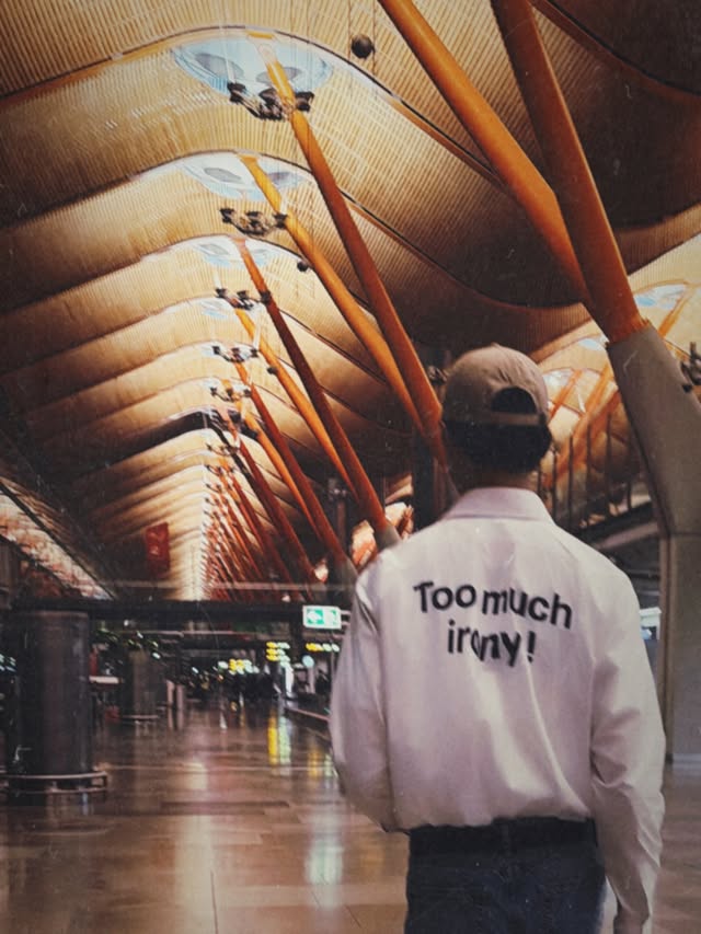 Instagram post by @bbil1ypn for Moschino. Caption reads: Too much irony. @Moschino #MoschinoTH....