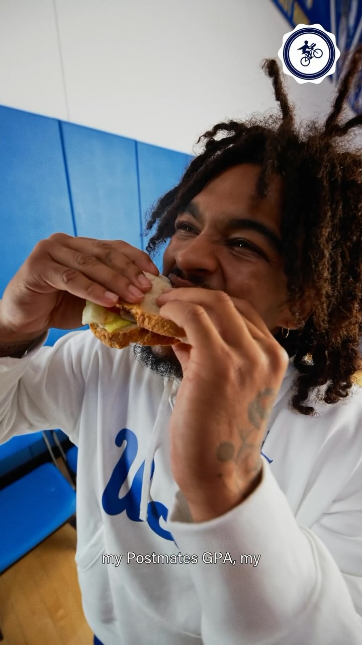 Instagram post by @skyy for Postmates. Caption reads: My teammates all know how much I love @postmates....