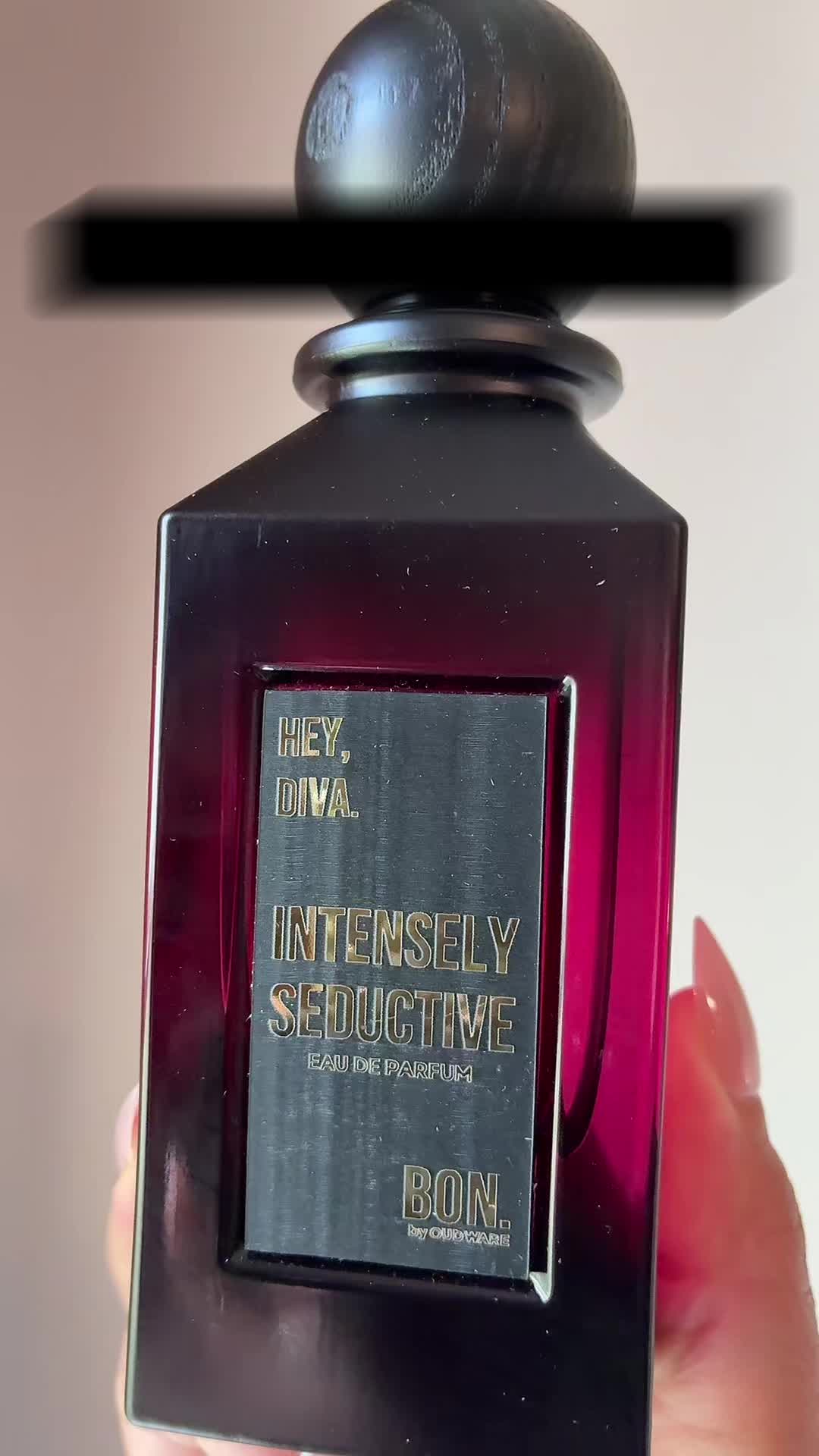 TikTok post by @valfawcett for Oudware. Caption reads: #intenselyseductive #oudware #bonperfume @Oudware.