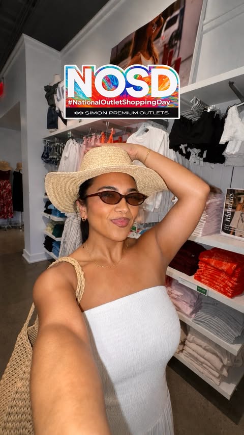 Instagram post by @dahliamzavala for Premium Outlets. Caption reads: [...] 🛍️✨ Spent the day at Vacaville Premium....
