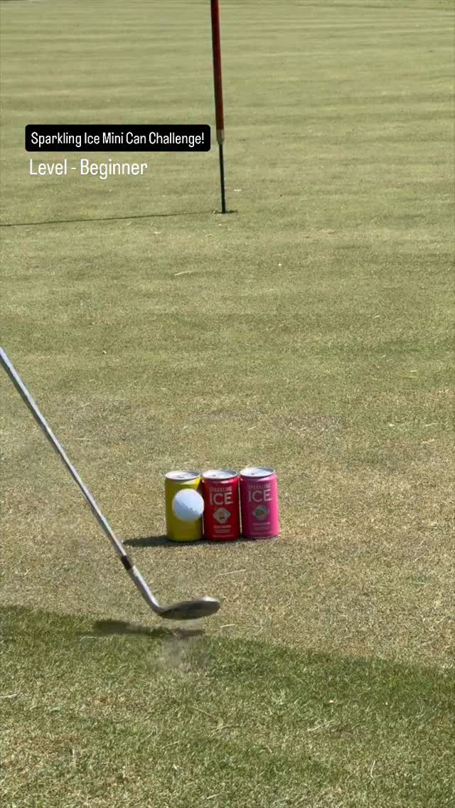 Instagram post by @holein1trickshots for Sparkling Ice. Caption reads: Using the @sparklingice Mini Cans to help me work....