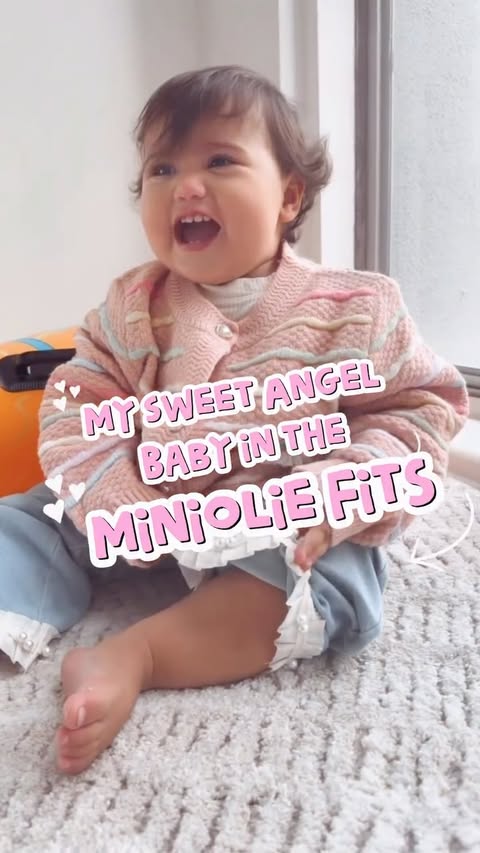 Instagram post by @esraurn for MiniOlie. Caption reads: ✨ My sweet angel in the cutest MiniOlie pieces....