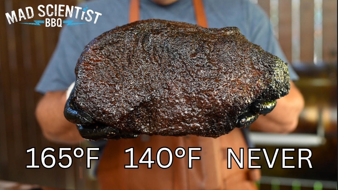 YouTube post by @MadScientistBBQ for ThermoWorks. Caption reads: Can Meat Absorb Smoke Past 140°F? Find Out!.