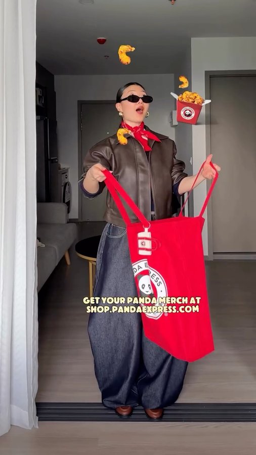 Instagram post by @jaynjangle for Panda Express. Caption reads: Styling my new Auntie’s Carry-it-All Oversized....