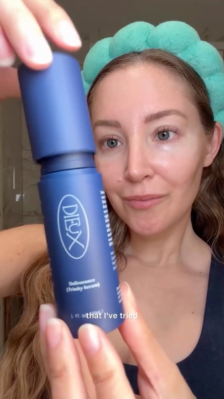 Instagram post by @jillian.gottlieb for Dieuxskin. Caption reads: less red over time 😭✨ @dieuxskin....