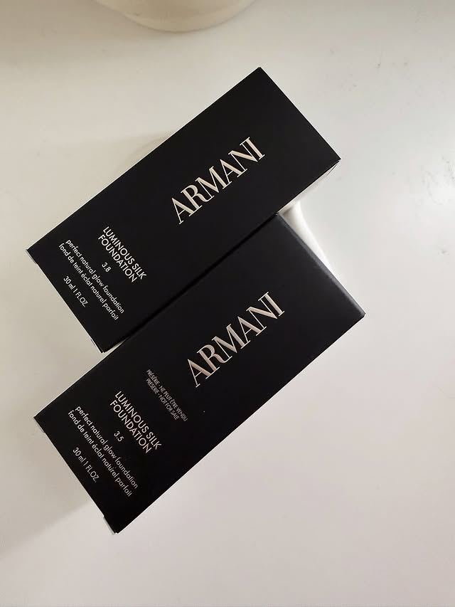 Instagram post by an influencer for Armani beauty. Caption reads: [...] Luminous Silk Foundation @armanibeauty 🤎....