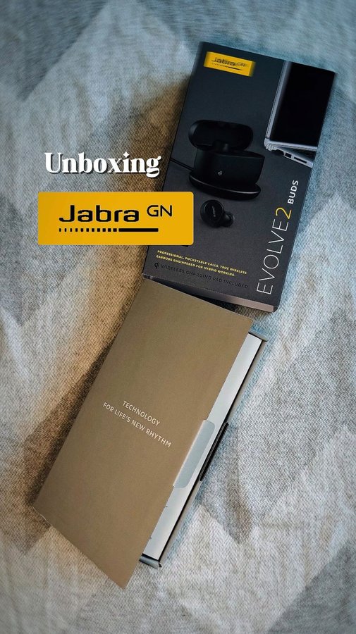 Instagram post by @temp6868 for Jabra. Caption reads: [...] to my new babies! ☄️ Have you ever used....