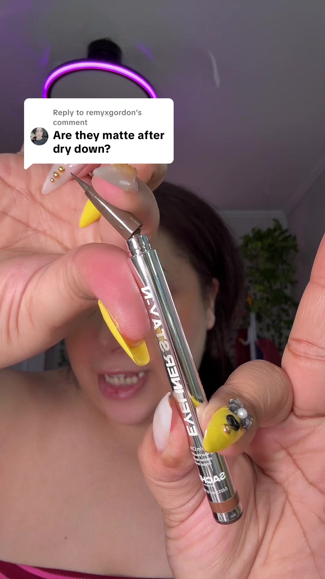 TikTok post by @herecis for Sacheu. Caption reads: [...] @remyxgordon #Eyeliner #eyelinerstayn....