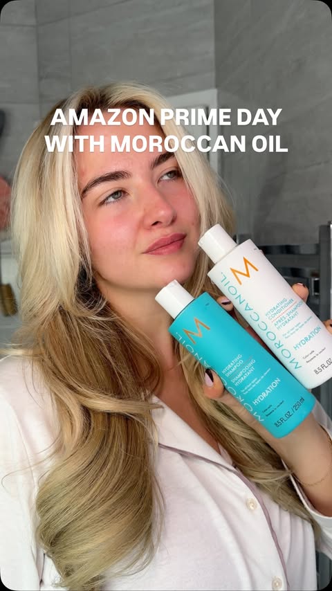 Instagram post by @lucyconlann for Moroccanoil. Caption reads: #AD if I HAD to pick two @moroccanoil_uk....
