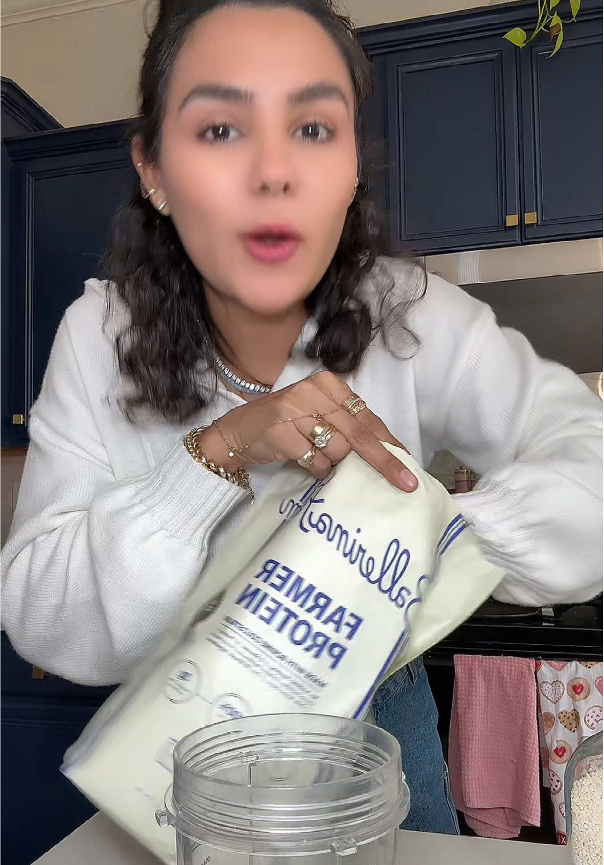 TikTok post by @ericka_goycoolea for Ballerina Farm. Caption reads: Clean protein 😋 @Ballerina Farm Store....