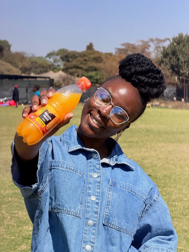 Instagram post by @officially_mrsmtima for Minute Maid. Caption reads: [...] 🥰 Fun in the Sun with Pulpy 💛....