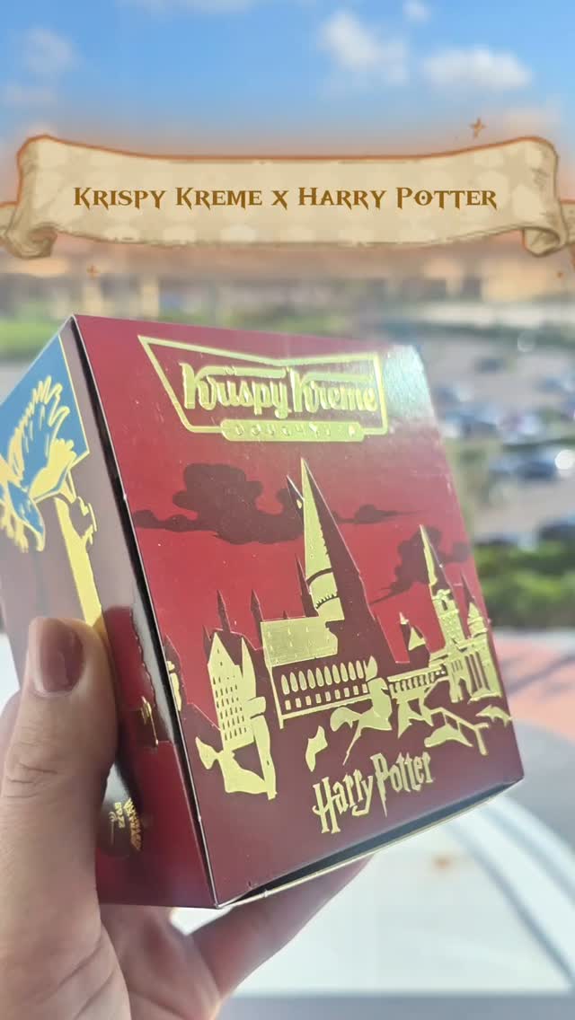 Instagram post by @myepicuniverse for Harry Potter. Caption reads: Krispy Kreme x Harry Potter released today....