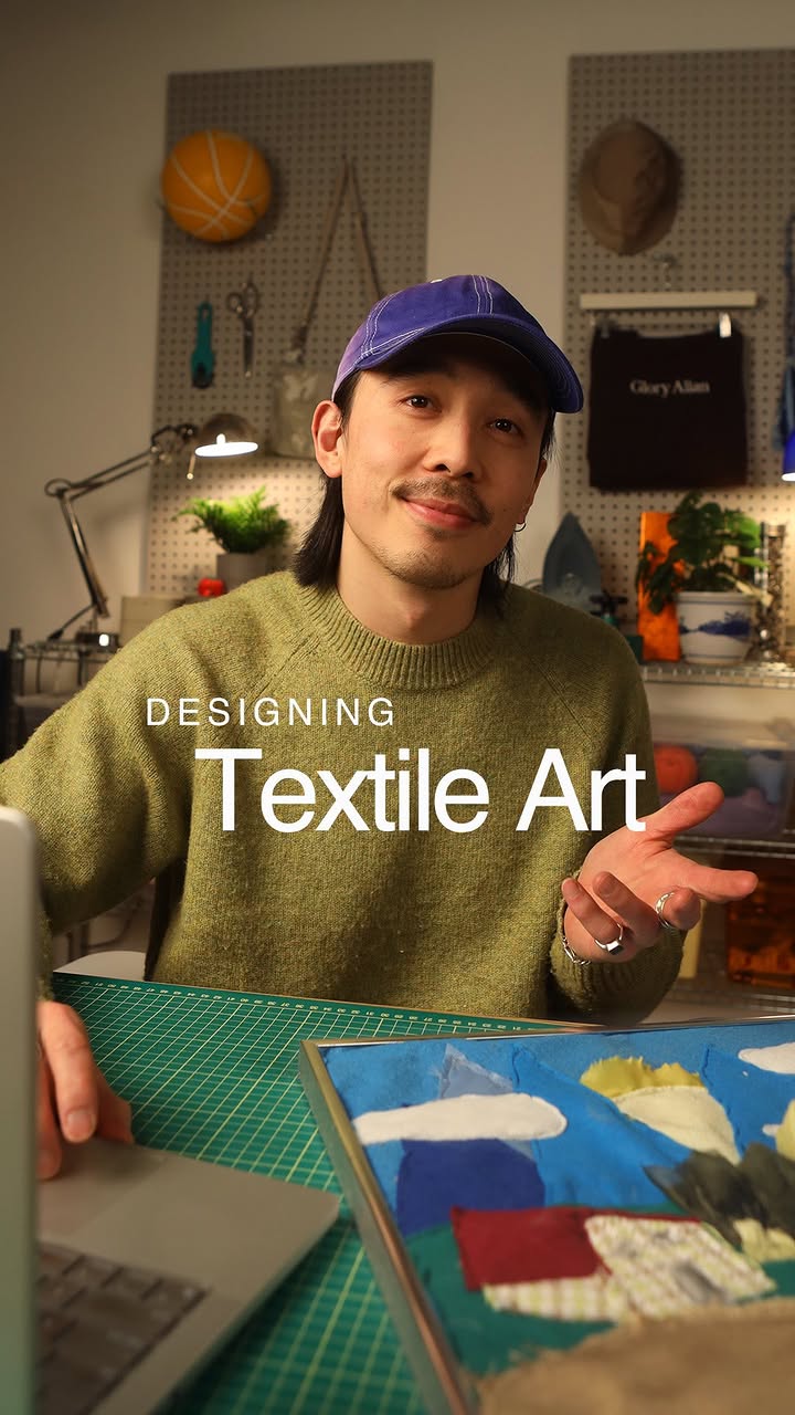 Instagram post by @glory.allan for Adobe Design. Caption reads: Textile art is one of my new fav therapeutic....