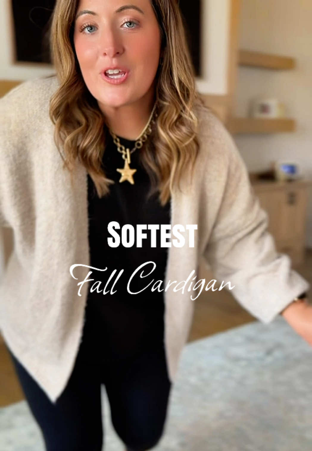 TikTok post by an influencer for PrettyGarden. Caption reads: [...] famous oversized cardigan @PrettyGarden in....