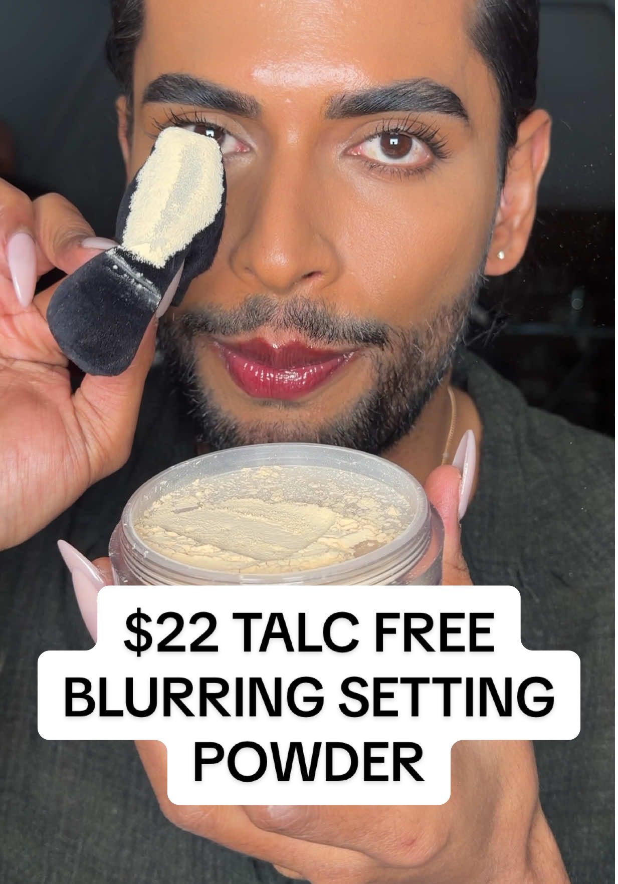 TikTok post by @adityamadiraju for Juvia’s Place. Caption reads: Ok .. what the blurr and its talc-free!!!!! 🤯....