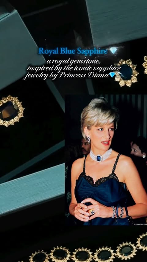 Instagram post by @gyunelamirova for Sayabling Jewelry. Caption reads: [...] jewelry by Princess Diana 💙 by....