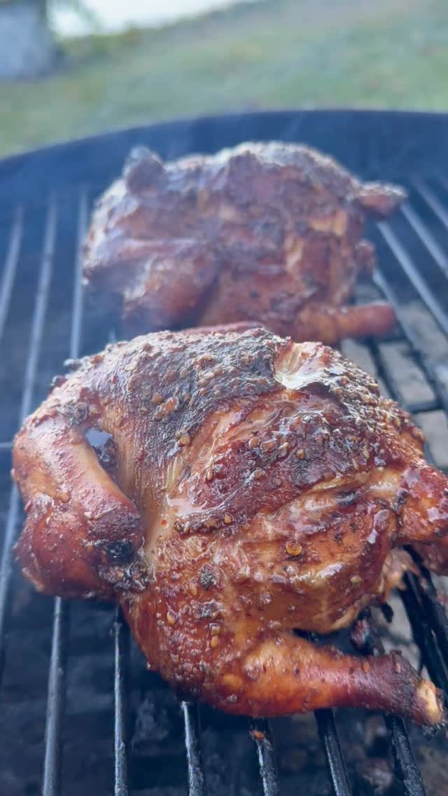 Instagram post by @grubwithjus for Pit Boss Grills. Caption reads: Smoked Cornish Hens 🐓 on the PitBoss Phoenix....