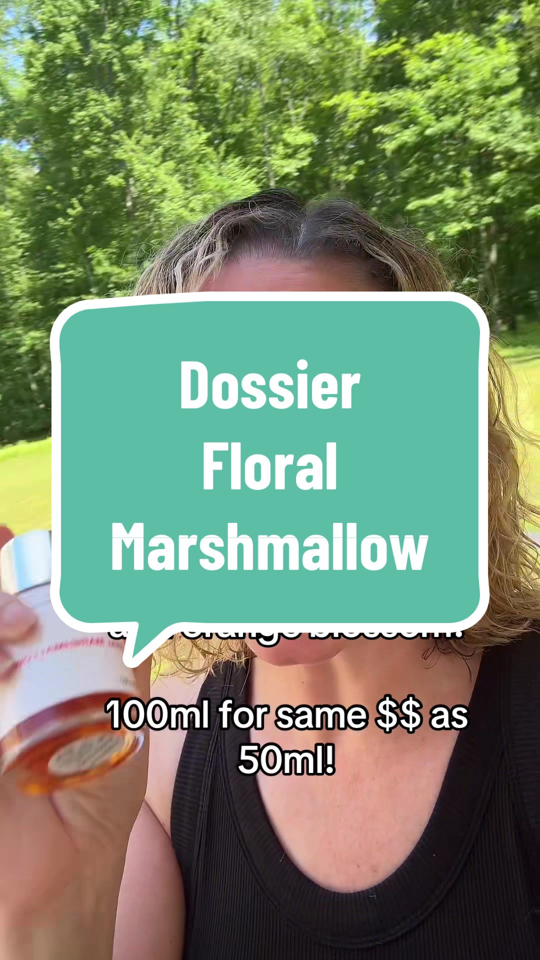TikTok post by @erikanbrn for Dossier. Caption reads: @Dossier Perfume Marshmallow Perfumes [...].