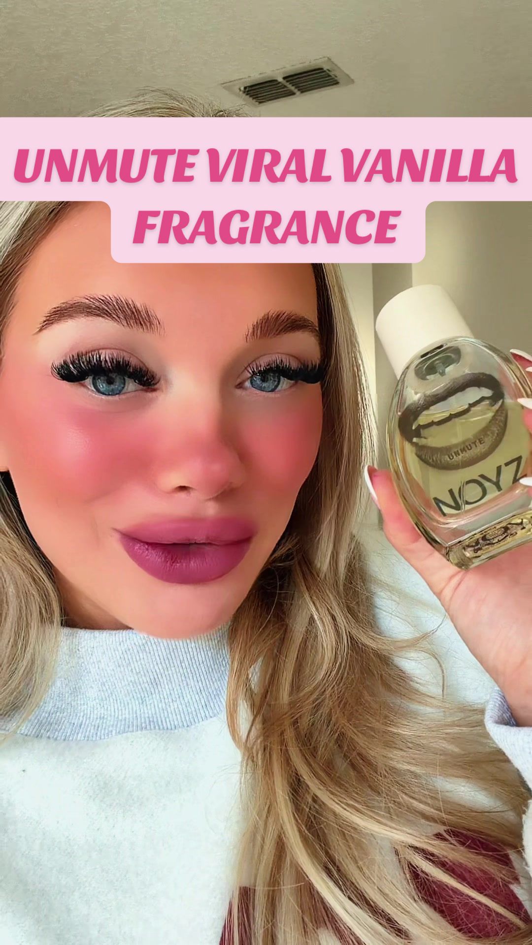 TikTok post by @mora_alyss for NOYZ. Caption reads: [...] viral vanilla fragrance from @noyzfragrance....