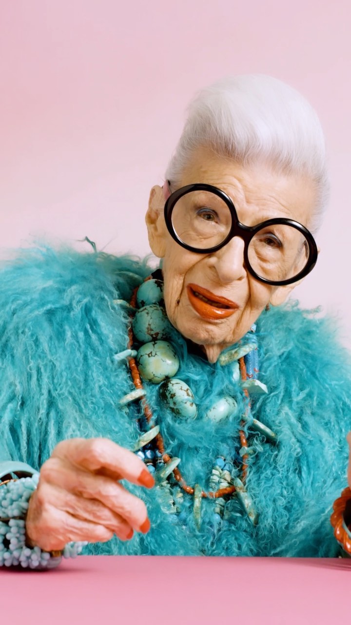 Instagram post by @iris.apfel for Ciaté London. Caption reads: I’m all about colour and so is my collection with....