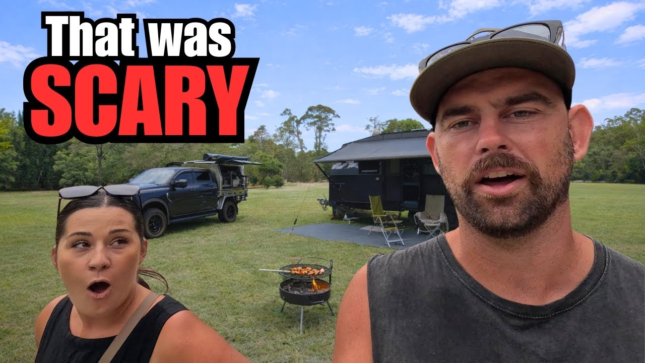 YouTube post by @CaravanAdventureAus for The Collagen. Caption reads: WE HAD TO TURN AROUND.. Northern NSW Camping.